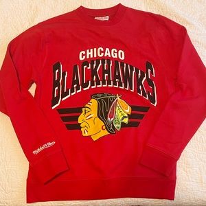 NWT Small Mitchell & Ness Vintage Red Chicago Blackhawks Sweatshirt